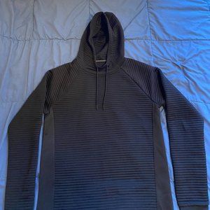 Black Ribbed Pullover Hoodie
